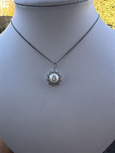 Sterling Silver S925 Natural Pearl Pendant Necklace | eBay