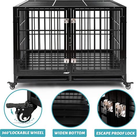 $45/mo - Finance Heodmaem 42 Inch Stackable Dog Crates with Divider, Heavy Duty Dog Crate ...