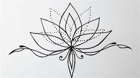 How to draw a lotus flower || Lotus tattoo drawing - YouTube