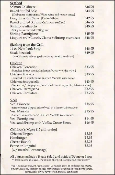 Menu at Avanti Restaurant, Meriden