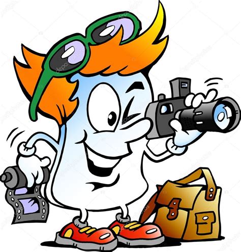 Vector Cartoon illustration of a Happy Editor Paper Photographer Mascot ...