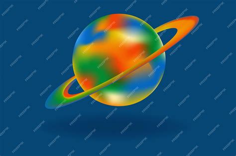Premium Vector | 3d vector form of planet saturn in rainbow heat map colors gradient on blue ...
