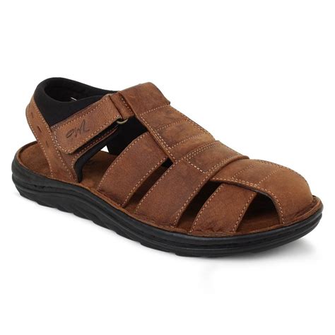 Brown Suede Leather Closed Toe sandals for Men - Mardi Gras