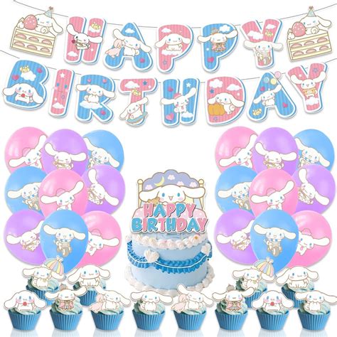 Amazon.com: Cinnamoroll Birthday Decorations, Cinnamoroll Party Supplies Including Banner ...