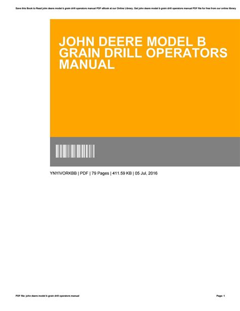 John deere model b grain drill operators manual by RuthKang19571 - Issuu