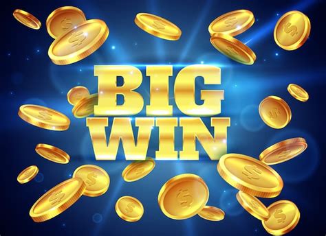 Big win. prize label with gold flying coins, winning game. casino cash money jackpot gambling ...