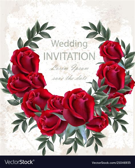 Wedding roses wreath beautiful red flowers Vector Image