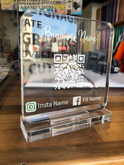 QR Code Business Sign Acrylic Block Stand Customised Beauty - Etsy UK