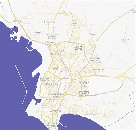 Minimalist Modern Map of Latakia, Syria 1 Painting by Celestial Images - Pixels