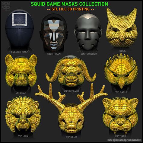 All Masks in Squid Game Movie 3D Model Collection | CGTrader Erotic Figurines, Black Masquerade ...