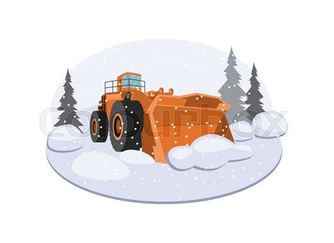 Snow plow truck in frame of snowy ... | Stock vector | Colourbox