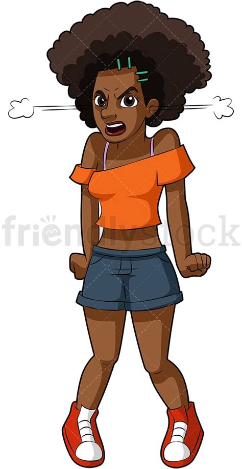 Angry Black Woman Cartoon Vector Clipart - FriendlyStock