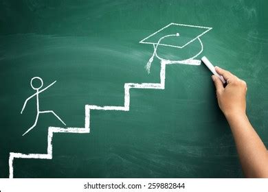 Hand Drawing Student Climbing Stairs Arrive Stock Photo 259882844 ...