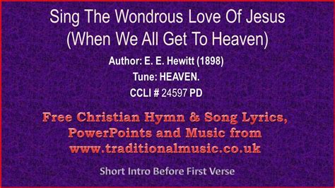 Sing The Wondrous Love Of Jesus - Hymn Lyrics & Music Chords - Chordify