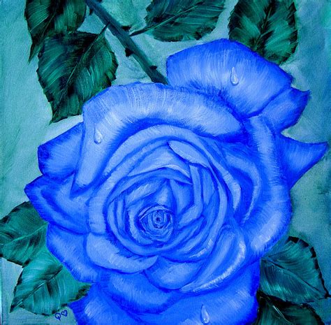 Blue Rose Painting by Quwatha Valentine - Fine Art America