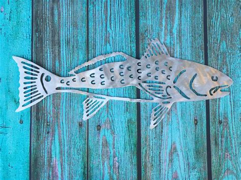 Red Fish Metal Beach Home Decor Wall Patio Garden Art