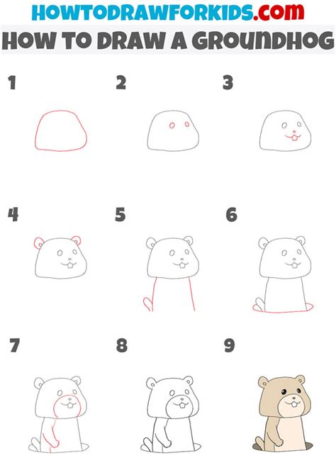 How To Draw A Groundhog Really Easy Drawing Tutorial | Images and ...