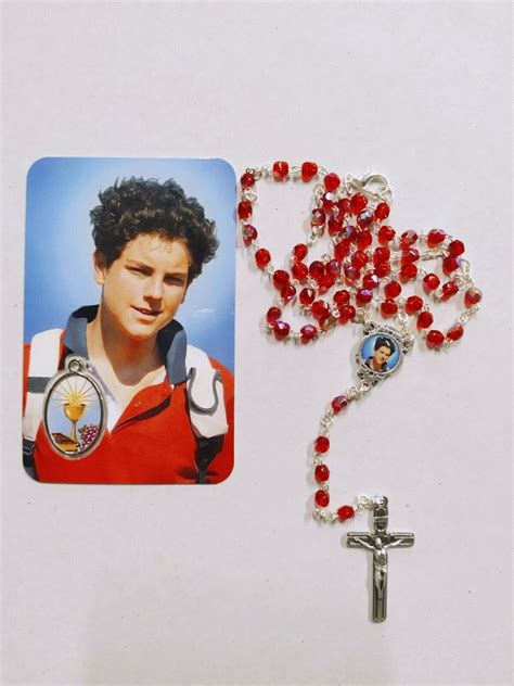 Rosary of the Blessed Carlo Acutis in red crystal with hook and image ...