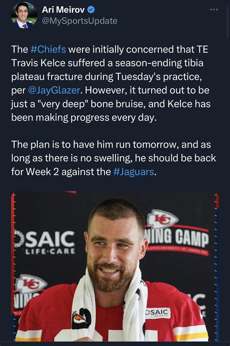 Kelce injury update. Seems to be good news so far. : r/KansasCityChiefs