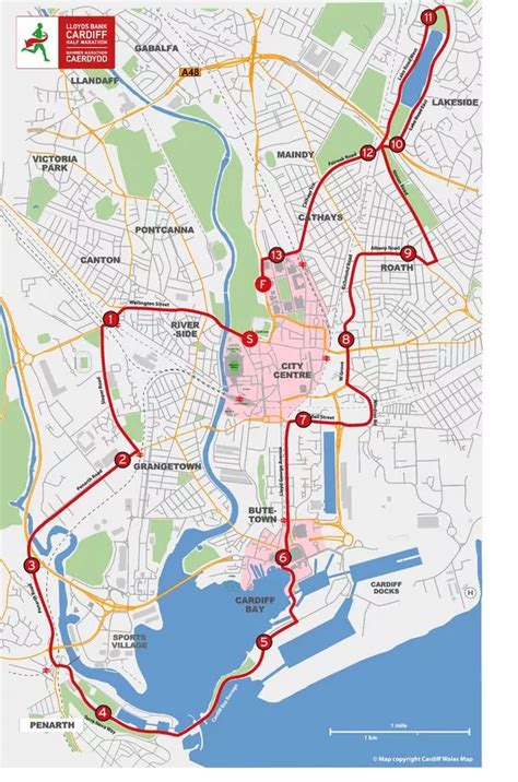 Cardiff Half Marathon Route Map