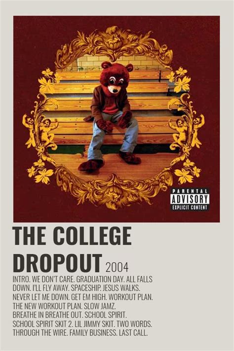 Kanye West The College Dropout Poster | Music poster ideas, Music album cover, Rap album covers