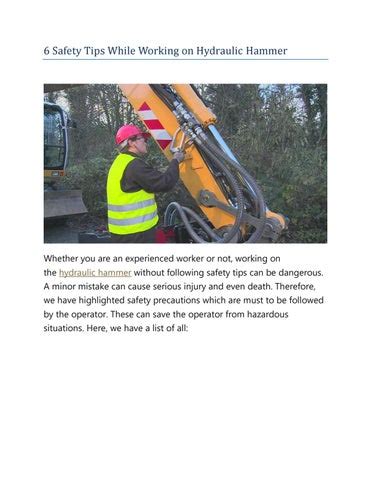 6 Safety Tips While Working on Hydraulic Hammer by bossattachments - Issuu