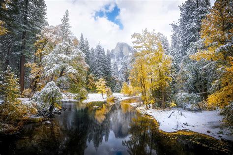 When snow meets fall: Beautiful photos capture 'snowliage' in Yosemite