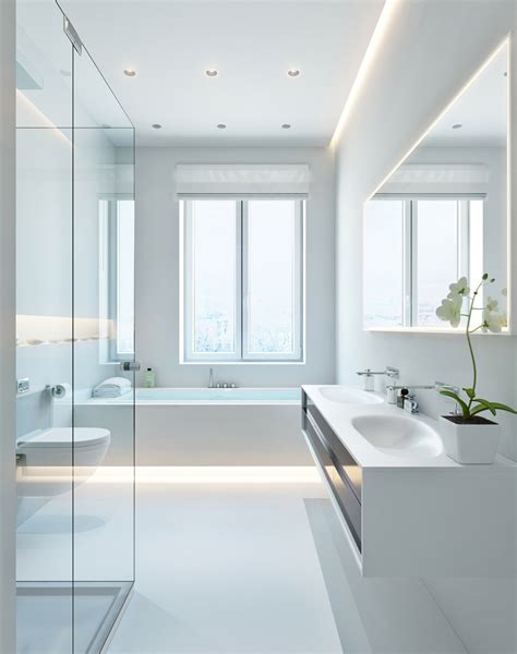 | Modern white bathroomInterior Design Ideas.