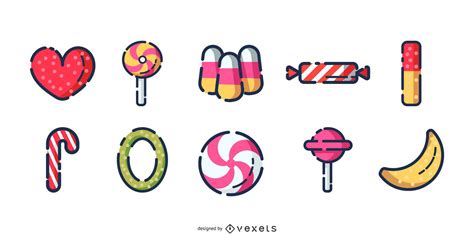 Candy Stroke Icon Set Vector Download