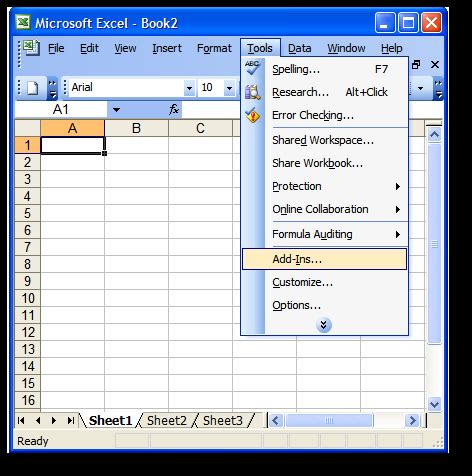 1: Excel 2002/2003 Tools Add-In menu item. | Download Scientific Diagram