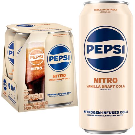 Pepsi Nitro, Vanilla Draft Cola, Soda Pop, 13.65oz Cans (4 Cans) (Packaging May Vary) - Walmart.com