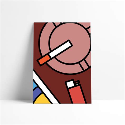 Cigarettes Ash Tray Abstract Printable Print Poster Pop Art Wall Decor Minimal Artwork ...