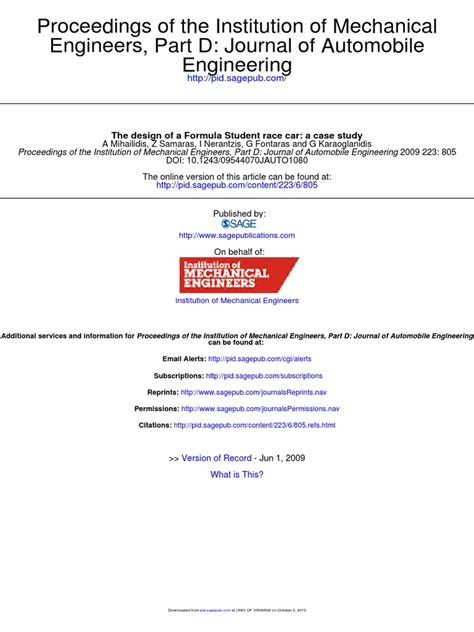 The Design of A Formula Student Race Car | PDF | Motor Vehicle | Automotive Technologies