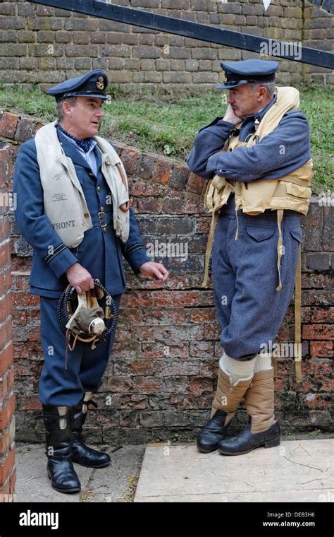 RAF Royal Air Force World War 2 Pilots in uniform: Recreation Stock Photo, Royalty Free Image ...