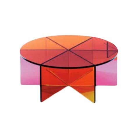 Contemporary Acrylic Colorful Round Coffee Table | Chairish