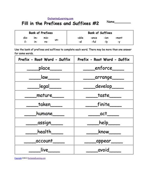 Worksheet On Prefix And Suffix For Grade 3