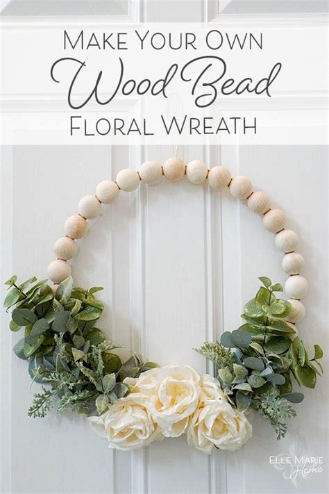 Make Your Own Wood Bead Floral Wreath DIY Decor Craft Tutorial using ...