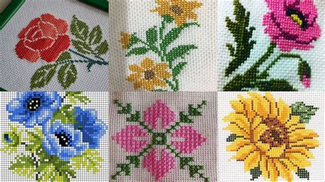 Flowers Cross Stitch Patterns - Floral Cross Stitch Patterns - Aida 14, cream 384w x 137h ...