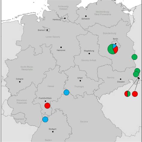 Distribution of the detected Borrelia species. Borrelia afzelii : blue... | Download Scientific ...