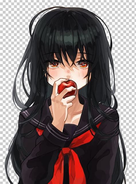 Black Hair Red Hair Anime PNG, Clipart, Anime, Anime Girl Cute, Black ...