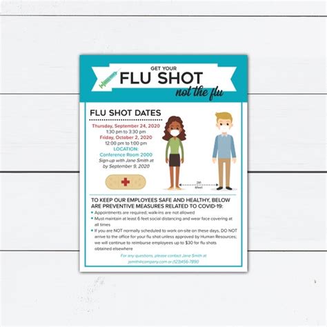 Flu Shot Flyer, Flu Vaccination, Custom Company Sign, Company Flyer, Custom Flier, Get Your Flu ...