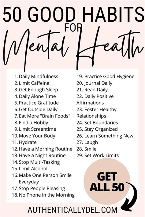 50 Good Habits for Mental Health and Happiness - Authentically Del