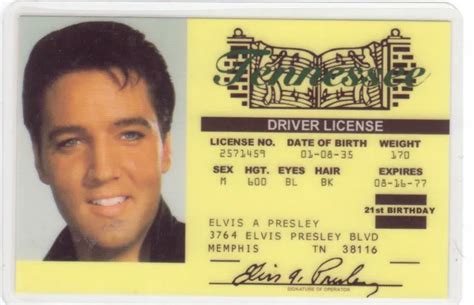 ELVIS PRESSLEY PLASTIC fake ID card Drivers License presley the king of rock i.d $8.96 - PicClick