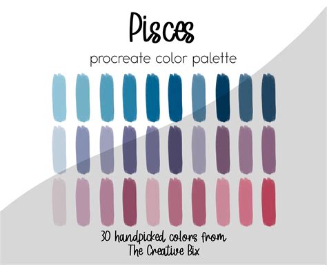 Pisces Zodiac Procreate Palette, Zodiac Colors, 30 Colors, Color ...