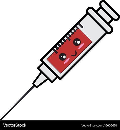 Needle medical symbol kawaii cartoon Royalty Free Vector