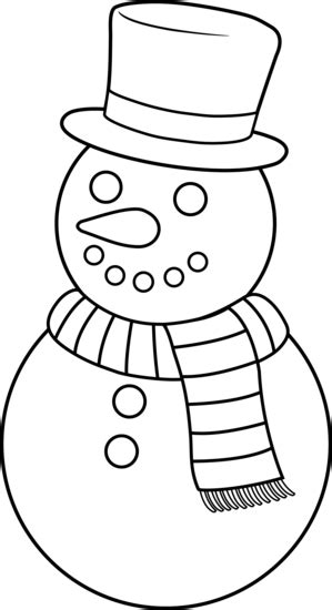 Colorable Christmas Snowman - Free Clip Art