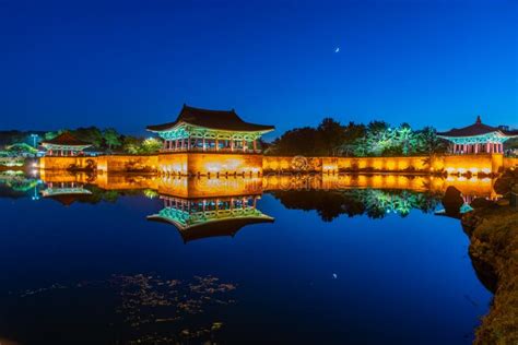 Night View of Anapji Pond in Gyeongju, Republic of Korea Stock Image ...