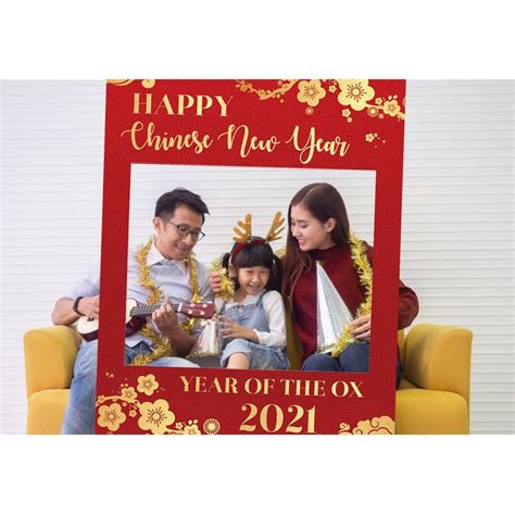 2021 Chinese New Year Photobooth Year of the Ox Photobooth Frame Prop Chinese New Year Decorati ...