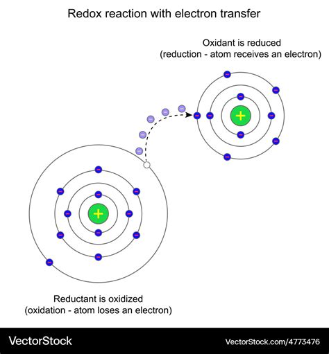 Redox reaction with electron transfer Royalty Free Vector