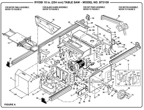 Ryobi BT3100 10" Precision Woodcutting Table Saw Parts and Accessories ...